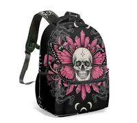 Mochila gótica con estampado de calavera, mariposa, hongos, brujería, luna oculta, fantasía, mochila de día de fantasía oscura, bolsa de viaje de 16 pulgadas, 11, L, Casual