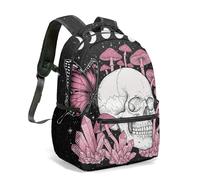 Mochila gótica con estampado de calavera, mariposa, hongos, brujería, luna oculta, fantasía, mochila de día de fantasía oscura, bolsa de viaje de 16 pulgadas, 09., L, Casual