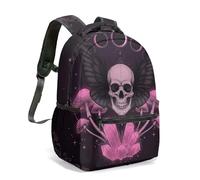 Mochila gótica con estampado de calavera, mariposa, hongos, brujería, luna oculta, fantasía, mochila de día de fantasía oscura, bolsa de viaje de 16 pulgadas, 10, L, Casual