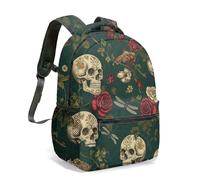 Mochila gótica con estampado de calavera, mariposa, hongos, brujería, luna oculta, fantasía, mochila de día de fantasía oscura, bolsa de viaje de 16 pulgadas, 06., L, Casual