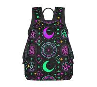 Mochila Gótico Psicodélico Púrpura Sol Luna Magia Alquímico Bruja Cósmica Hechicera Mochila Escolar Tipo Casual Backpack Unisex Mochilas Escolares para Senderismo Escolar Portátil