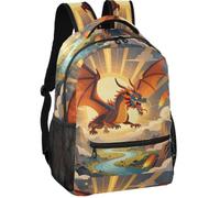 Mochila grande de estilo moderno, forro de piel de melocotón, 6 compartimentos para adolescentes de 7 a 18 años, Mystical Winged Wyrm in the Clouds, Small, Mochila de día