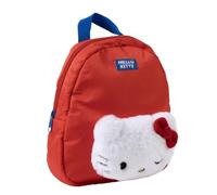 Mochila Guardería Hello Kitty Niña - Mochila Infantil Peluche 3D Roja con Asa Superior y Tirantes Ajustables, 100% Poliéster, Licencia Oficial, Ideal para Escuela Infantil y Regalo