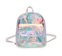 Mochila holográfica para mujer, bolsa grande transparente iridiscente, bolsa de maquillaje transparente, poliéster y plástico, correas ajustables para escuela, viajes y mucho más, Transparent, Talla