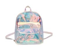 Mochila holográfica para mujer, bolsa transparente iridiscente, bolsa de maquillaje de moda transparente, poliéster impermeable, correas ajustables para la escuela y viajes, Transparent, Talla única