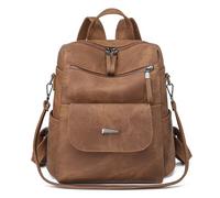 Mochila Impermeable de Cuero para Mujer, Bolso Mochila Antirrobo Mochilas Escolar Moda, Retro Bolsos Mochila para Casual Backpack, Mochila Monedero de Viaje Gran Capacidad Unisex (Marrón)