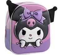 Mochila Infantil 3D Aplicaciones Hello Kitty Kuromi Medidas 22.0x27.0x10.0 cm Niñ@s Asas Ajustables y Ergonómica | Mochila Infantil Comodidad y Ajuste Espacio, Material Resistente y Fácil Limpiar