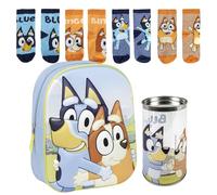 MOCHILA INFANTIL 3D BLUEY + Pack de 4 Calcetines infantiles diseño Bluey Talla 27-30