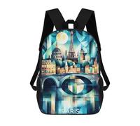 Mochila Infantil 3D Cubist Paris Skyline with Eiffel Tower And Seine Mochilas Estampadas Mochila Escolar Mochilas Escolares Ligeras Mochila Divertida Y Moderna Mochila De Día Para Estudiantes Para Niñ