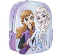 Mochila Infantil 3D de Frozen - Color Azul - 25x10x31 cm - Fabricada en Poliéster y EVA - Con Cierre de Cremallera - Estampado de Elsa y Anna