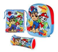 Mochila Infantil 3D, Estuche Escolar y Bolsa Merienda de Cuerdas Pack Diseño Colorido - Patrulla Canina | Mochila Escolar Niño de 3 Años | Material Escuela Primaria, Vuelta al Cole Patrulla Canina