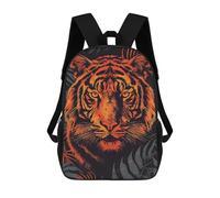 Mochila Infantil 3D Fierce Tiger Vector Portrait with Jungle Backdrop Mochilas Estampadas Mochila Escolar Ligera Mochila Escolar Divertida Y Moderna Mochila De Día Para Estudiantes Para Niños 17inch