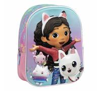 Artesanía Cerdá – Mochila infantil 3D Gabby's Dollhouse – 25x31x10 cm, asas ajustables y ergonómica