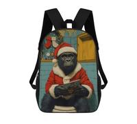 Mochila Infantil 3D Gorilla Santa on Toilet Christmas Mochilas Estampadas Mochila Escolar Mochilas Escolares Ligeras Mochila Divertida Y Moderna Mochila De Día Para Estudiantes Para Niños 17inch