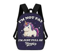 Mochila Infantil 3D Im Not Fat, Im Magic Unicorn Mochilas Estampadas Mochila Escolar Mochilas Escolares Ligeras Mochila Divertida Y Moderna Mochila De Día Para Estudiantes Para Niños 17inch