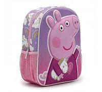 Mochila Infantil 3D Peppa Pig Niña - Mochila Escolar Talla Única Rosa y Lila con Bolsillo Lateral de Rejilla y Cremallera, Licencia Oficial, Ideal para Guardería y Vuelta al Cole