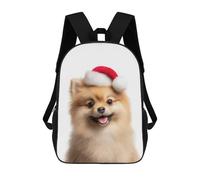 Mochila Infantil 3D Pomeranian Dog with Santa Hat Mochilas Estampadas Mochila Escolar Mochilas Escolares Ligeras Mochila Divertida Y Moderna Mochila De Día Para Estudiantes Para Niños 17inch