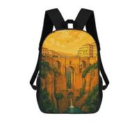 Mochila Infantil 3D Puente Nuevo Bridge in Ronda, Spain Mochilas Estampadas Mochila Escolar Mochilas Escolares Ligeras Mochila Divertida Y Moderna Mochila De Día Para Estudiantes Para Niños 17inch