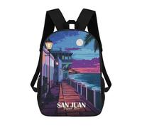 Mochila Infantil 3D San Juan, Puerto Rico Nightscape Mochilas Estampadas Mochila Escolar Mochilas Escolares Ligeras Mochila Divertida Y Moderna Mochila De Día Para Estudiantes Para Niños 17inch