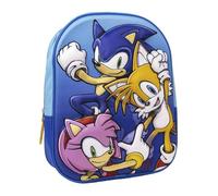 CERDÁ Mochila infantil Sonic 3D - Ergonómica, cremallera y asas ajustables - Licencia oficial Marvel