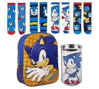 MOCHILA INFANTIL 3D SONIC + Pack de 4 Calcetines diseño Sonic Talla 31-34