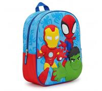Mochila Infantil 3D Spidey y Sus Sorprendentes Amigos Niño - Mochila Escolar Azul y Roja con Relieve, Bolsillo Lateral de Malla, Tirantes Ajustables, Licencia Oficial, Talla Única