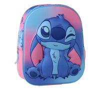 Mochila Infantil 3D Stitch Niña y Niño - Mochila Escolar con Relieve EVA, Bolsillo Frontal y Bolsillo Lateral de Malla, Color Rosa Degradado, Talla Única para Guardería y Cole