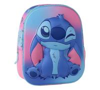 Mochila Infantil 3D Stitch Niña y Niño - Mochila Escolar con Relieve EVA, Bolsillo Frontal y Bolsillo Lateral de Malla, Color Rosa Degradado, Talla Única para Guardería y Cole