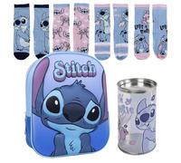 MOCHILA INFANTIL 3D STITCH + Pack de 4 Calcetines infantiles diseño Stitch Talla 35-38