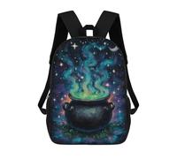 Mochila Infantil 3D Witchs Cauldron Under A Starry Sky Mochilas Estampadas Mochila Escolar Mochilas Escolares Ligeras Mochila Divertida Y Moderna Mochila De Día Para Estudiantes Para Niños 17inch
