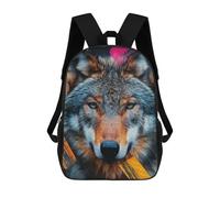 Mochila Infantil 3D Wolf Portrait with Abstract Strokes Mochilas Estampadas Mochila Escolar Mochilas Escolares Ligeras Mochila Divertida Y Moderna Mochila De Día Para Estudiantes Para Niños 17inch