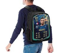 Mochila infantil b4756 Mbappé, divertida y moderna, para niños y adolescentes, con estampado 3D de jugador