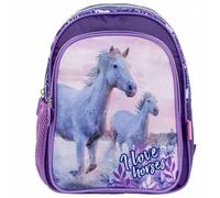 Mochila infantil con compartimento principal y red para bebidas, varios diseños, Azul Rosa (Der19), 29 x 23 x 14 cm, Mochila infantil