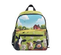 Mochila infantil con diseño de animales de granja con etiqueta de nombre para niños y niñas