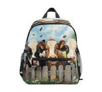 Mochila infantil con diseño de vaca y abeja de granja, mochila de preescolar, mochila de jardín de infantes, bolsa de viaje para niña