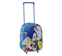 Mochila Infantil con Ruedas Sonic Niño y Niña - Mochila Trolley Escolar 3D en EVA Azul, Asa Telescópica y Bolsillo de Malla Lateral, Ideal para Guardería y Vuelta al Cole