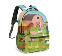 Mochila infantil de 40 cm, diseño de animales de granja y campo, con dibujos animados brillantes, diseño de oso y búho, para la escuela y viajes, 03., L, Casual