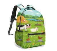 Mochila infantil de 40 cm, diseño de animales de granja y campo, con dibujos animados brillantes, diseño de oso y búho, para la escuela y viajes, 05., L, Casual