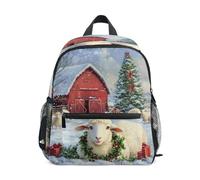 Mochila infantil de granja roja de ovejas, mochila preescolar, mochila de jardín de infantes, bolsa de viaje para niña