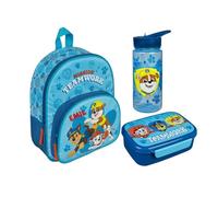 Mochila infantil de la Patrulla Canina para niños, personalizable con nombre, Juego de 1 mochila, botella y fiambrera, 25 x 31 x 10 cm