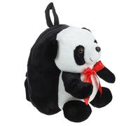 Mochila Infantil de Panda de Felpa Negra, Escolar y Cómoda | Super Suave, Asa de Fácil Agarre, Niñas, Salidas de Día y Camping