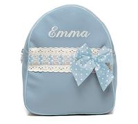 Mochila Infantil de Polipiel - Mochila Personalizada para Bebé - Mochila guardería con nombre - Mochila escuela infantil bordada - Emma - Nenel (Azul/Celeste)