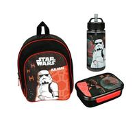 Mochila infantil de Star Wars para niños - Personalizado con nombre - Mochila infantil pequeña con bolsillo delantero - 2 compartimentos 25 x 31 x 10 cm, Set 1 - Starwars Black