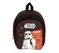 Mochila infantil de Star Wars para niños - Personalizado con nombre - Mochila infantil pequeña con bolsillo delantero - 2 compartimentos 25 x 31 x 10 cm, Mochila Starwars Negro