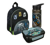 Mochila infantil de Star Wars para niños - Personalizado con nombre - Mochila infantil pequeña con bolsillo delantero - 2 compartimentos 25 x 31 x 10 cm, Set 1 - Starwars Grey