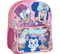 Mochila Infantil Disney Minnie Mouse y Daisy con Diseño Rosa y Bolsillo Transparente | Mochila Minnie Escolar Grande para Niñas Preescolar y Primaria