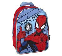 Mochila Infantil Escolar de Spiderman - Color Rojo y Azul - 22x10x29 cm - Fabricada en Poliéster - Con Cierre de Cremallera - Estampado de Spiderman - Producto Original Diseñado en España