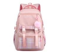 Mochila Infantil Escolar Mochilas de Hombro Adolescentes Bolso Negro,Rosado | Nylon,Primaria,Mochilas Escolares,Mochila a Cuadros,Resistente, Adultos Mayores,Mochila Escolar,Con Protector Antipelusas