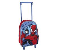 Mochila Infantil Estilo Trolley de Spiderman - Color Rojo y Azul - 22x10x29 cm - Mochila de Carro Fabricada en Poliéster - Cierre de Cremallera - Producto Original Diseñado en España