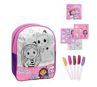 Mochila Infantil Gabby’s Dollhouse para Colorear con Rotuladores y Pegatinas - Set Creativo de Mochila Personalizable para Niñas Fans de Gabby’s Dollhouse